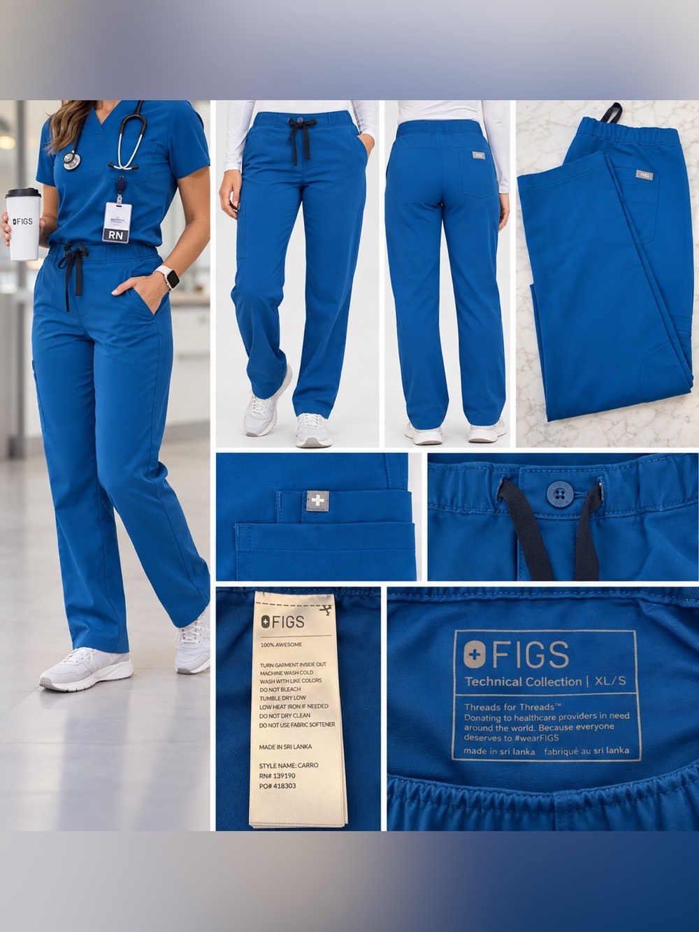FIGS Technical Collection Carro Scrub Pants Blue XL/S
